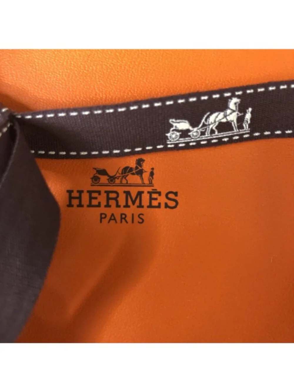 Hermes Dust Bag Womens One Size Orange Herringbone Logo Box Ribbon Storage